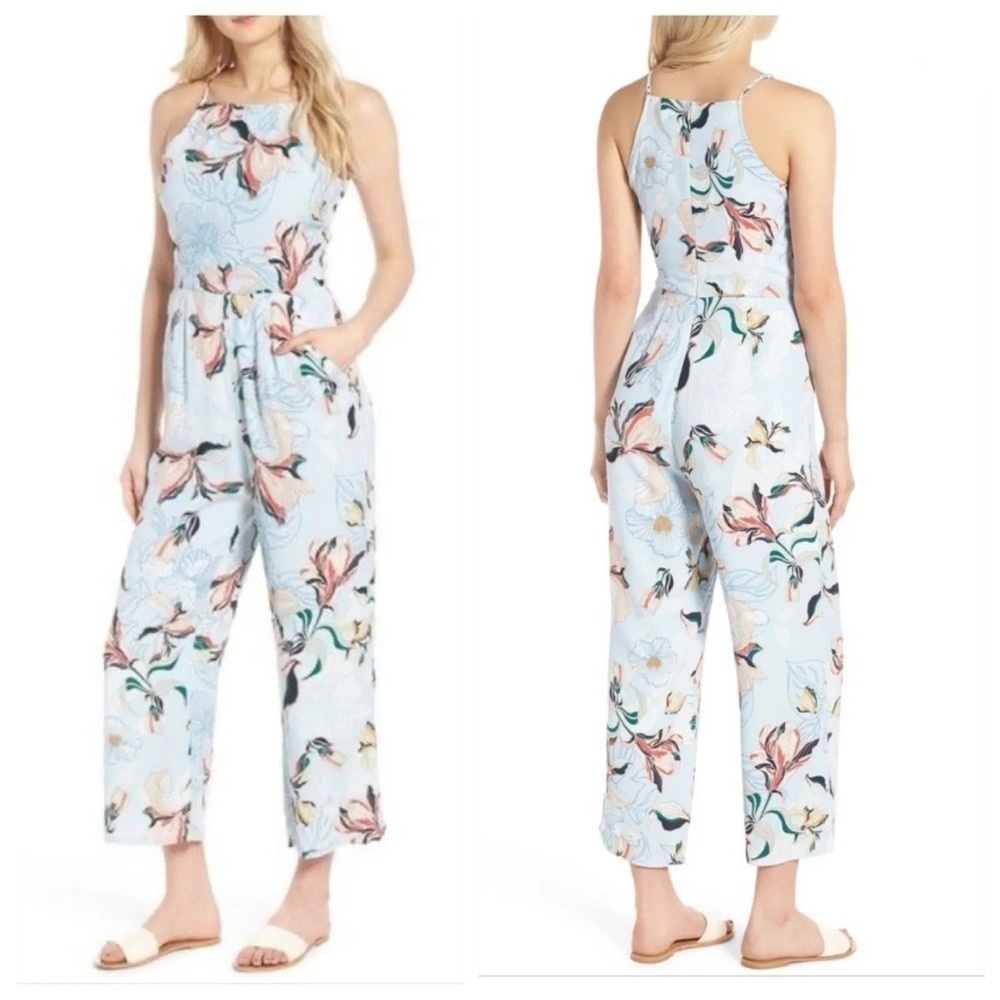 Cupcakes & Cashmere Darsy Floral Blue Jumpsuit